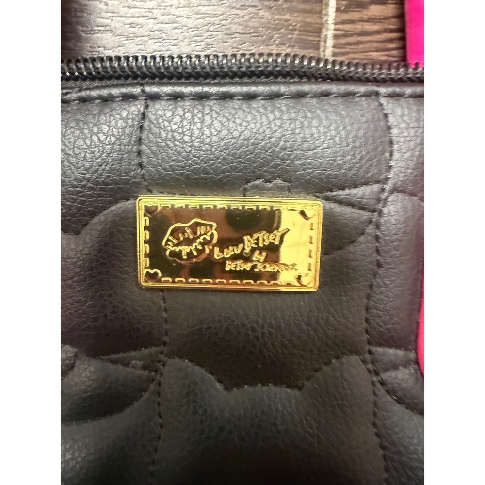 Luv Betsey by Betsey Johnson Quilted Cat Face Dome Satchel - Black/White - Picture 3 of 8